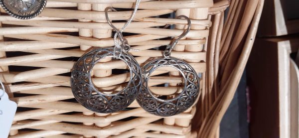 boucles d’oreille rond trèfle argent