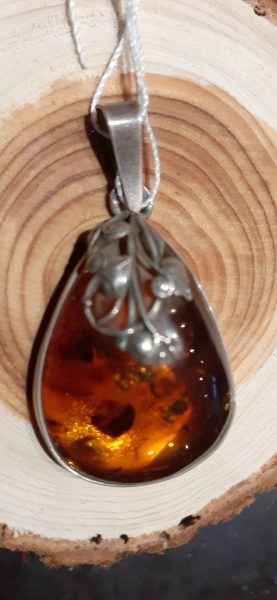 pendentif ambre argent