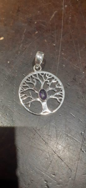 pendentif arbre de vie améthyste argent