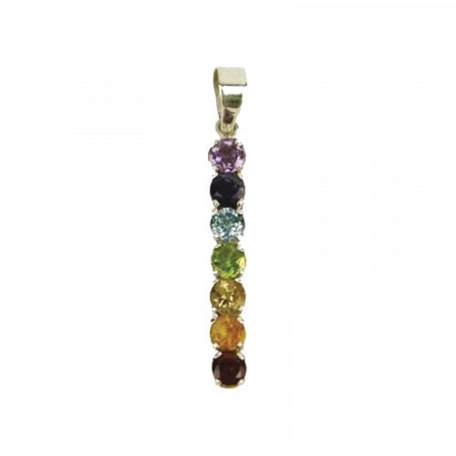 pendentif 7 chakra barre argent