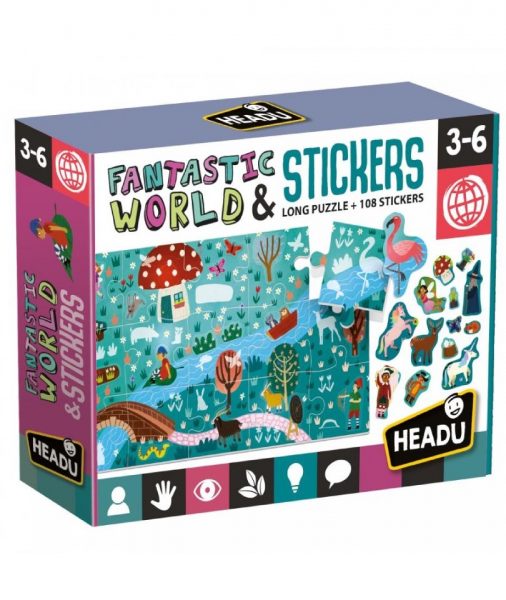 puzzle 45 pièces + 100 stickers fantastic world